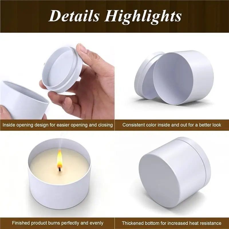 ABMH-Candle Tins Jars Container 4 OZ With Lids,Heavy-Duty Matte All-White Small Bulk Empty Candles Tins For Making Candle