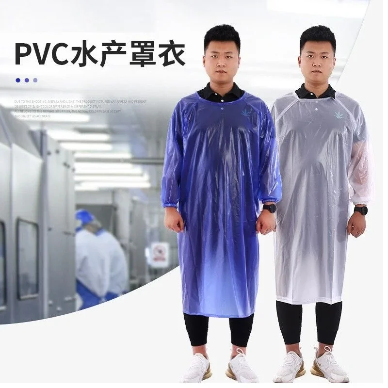 Мужской фартук с длинными рукавами, синий, белый, мастерская с морской рыбой, использование хранения льда