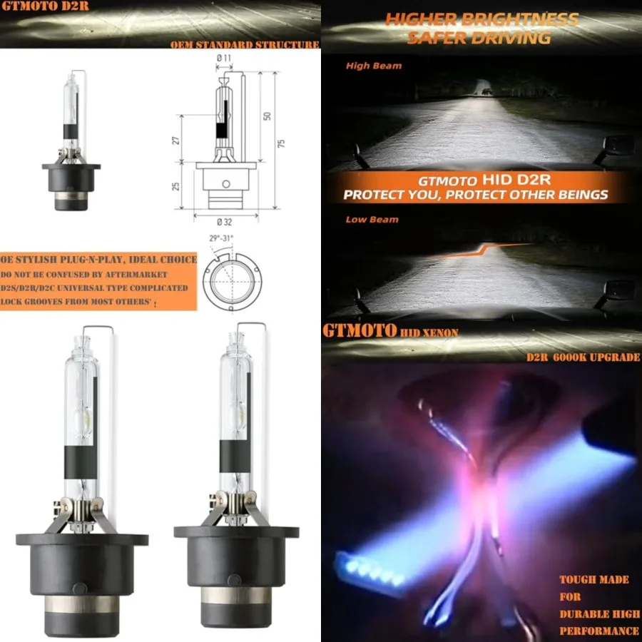 

D2R HID Headlight Bulb for Philips 85126 Osram 66050 66250 35W OEM D2RC1 Xenon Headlamp Low Beam Direct Replacement, 6000K Cool