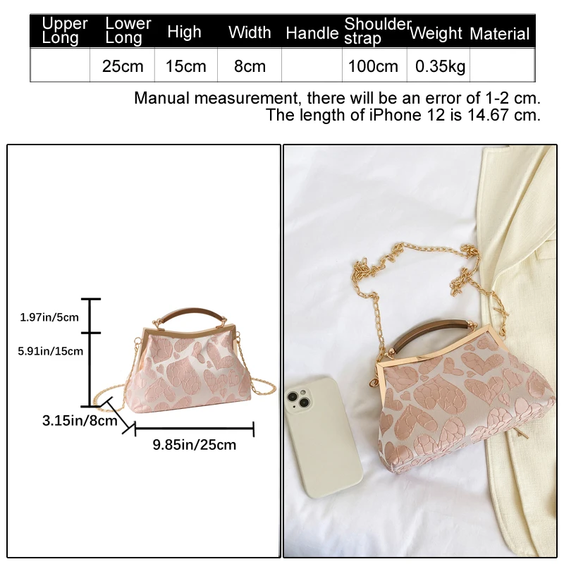 heart-shaped pattern Girl's hand bag Fresh feeling women handbag fashion printing shoulder bag Metal frame lady crossbody bag