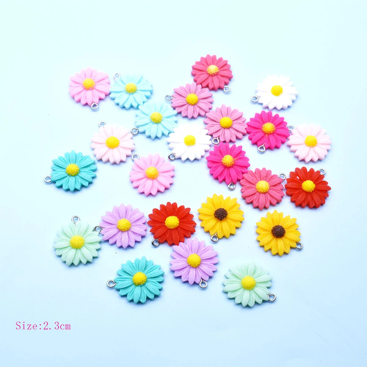 10pcs Cartoon Cute Colorful Daisy Sunflower Charms Simulation DIY Handmade Jewelry Components for Earrings And Necklaces 4