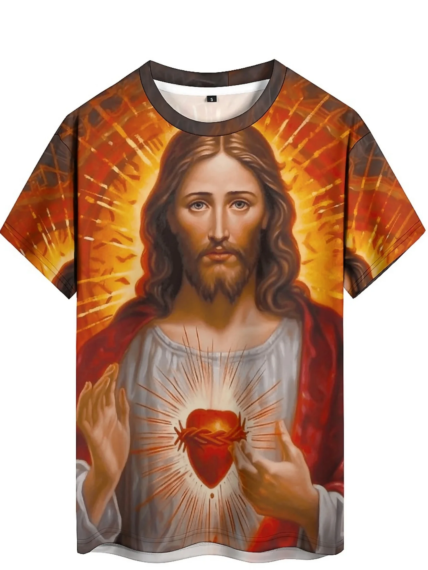 تي شيرت برسومات "Jesus" للرجال - طباعة ثلاثية الأبعاد، كم قصير، بوليستر، مريح ومتين، ملابس لجميع المواسم،