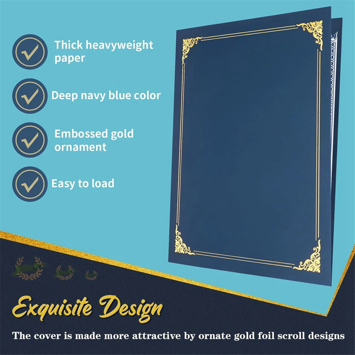 A04I Certificate Holders, 25 Packs Diploma Holders, Certificate Covers with Gold Foil Border for Letter Size 8.5x11 Inch image 2