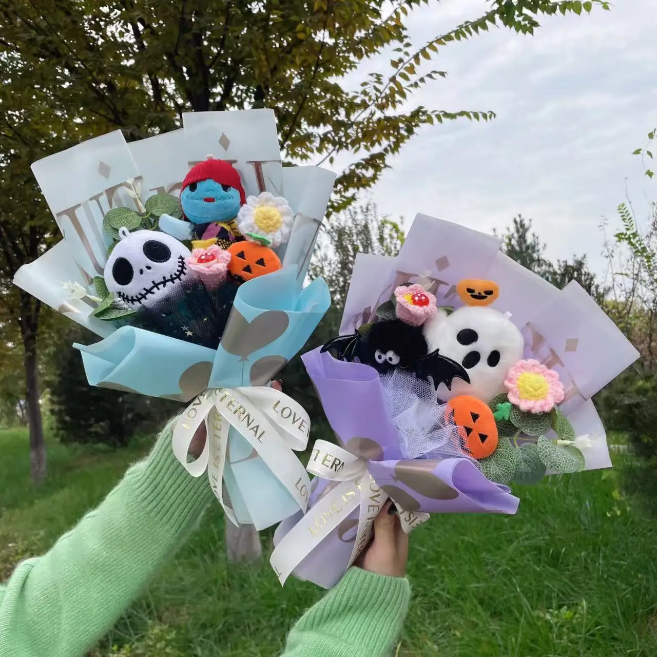 할로윈 잭 스켈링턴 봉제 인형 장난감 스컬 고스트 포지티브 부케 생일 크리스마스 발렌타인 선물