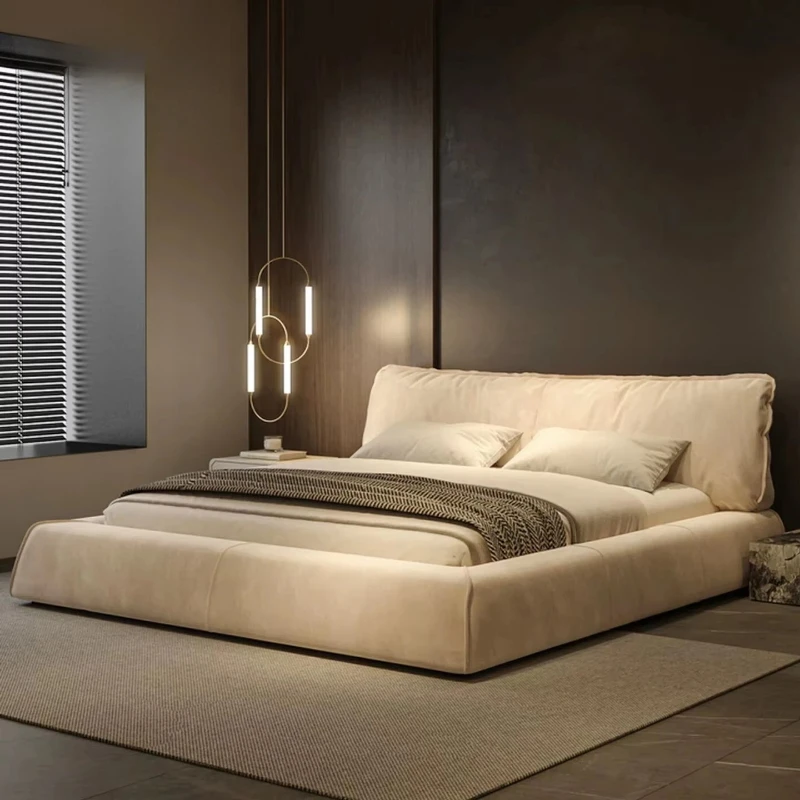 Simple suede master bedroom bed 1.8 meters oversized modular villa storage double soft bed