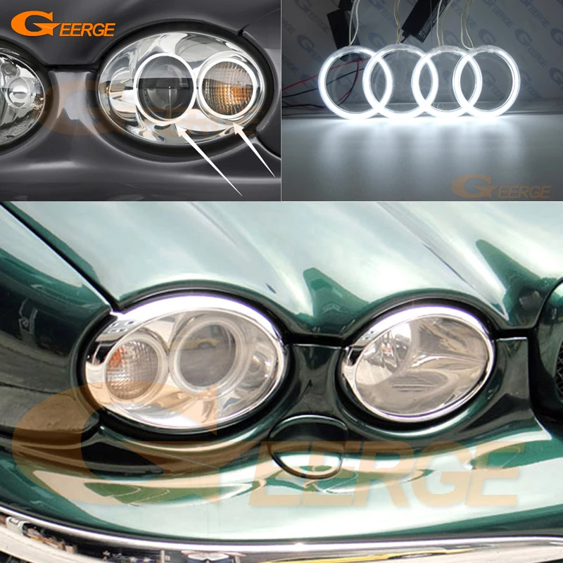 For JAGUAR X-Type 2001-2009 Xenon Headlight Excellent 4pcs Ultra Bright CCFL Angel Eyes Kit Halo Rings Car Accessories