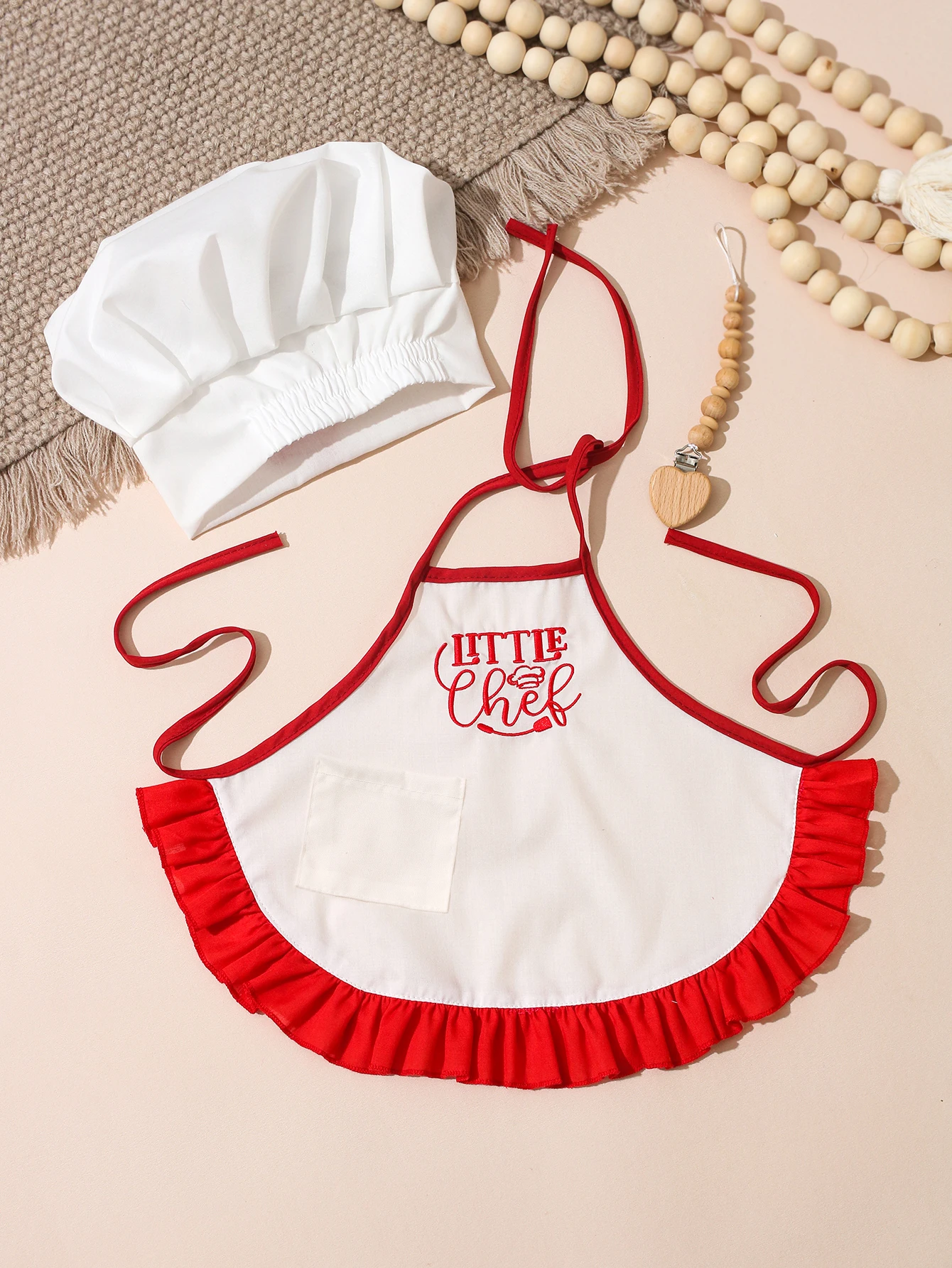 Ylsteed 2Pcs Newborn Embroidered Photography Clothes Girls Boys Aprons Chef Hats Suitable For Taking Pictures Little Chefs-HD