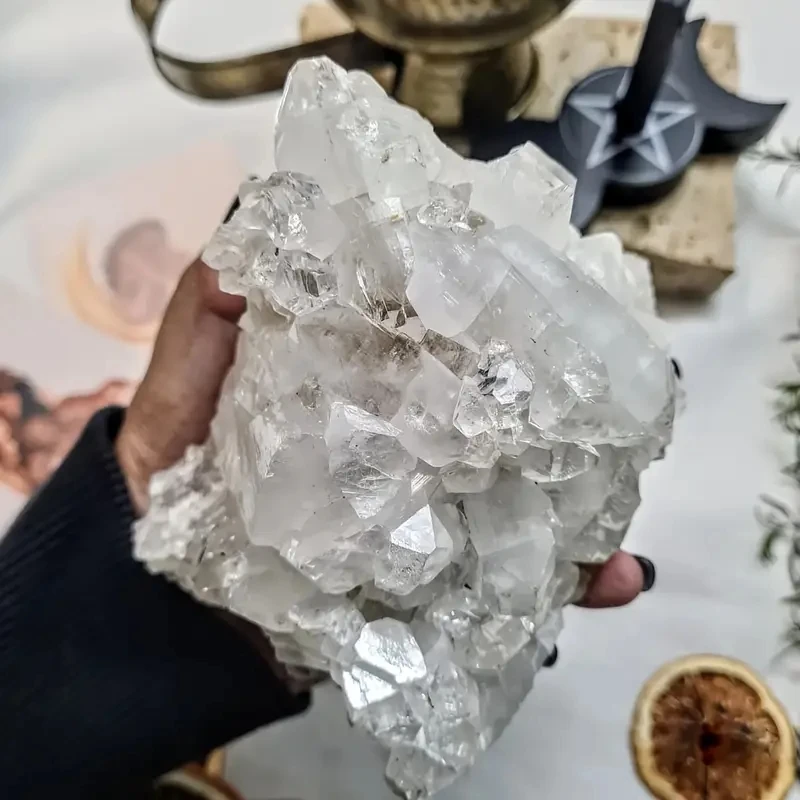 

1pc Apophyllite Crystal Cluster, Glam Style Rock Crystal, Raw Stone Aquarium Decoration, Home Ornament Ideal for Gift