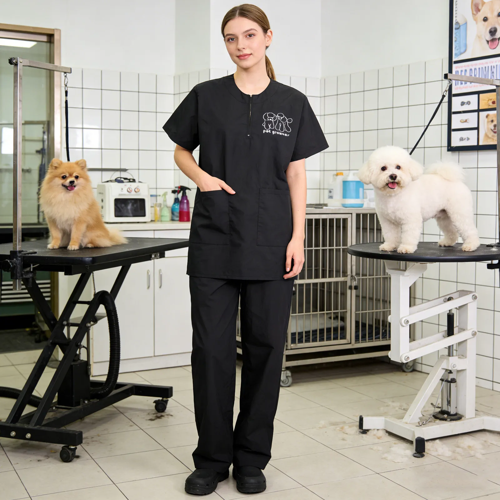 Xl Pet Grooming Pants Waterproof Anti-Static Groomer Trousers Essential Pet Beautician Workwear Salon Grooming Uniforms view 4