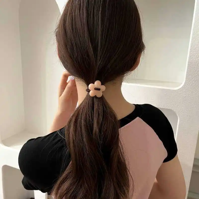 Acrylic Flower Hair Ties Rope Women Fashion Retro Ink Texture Elegant Elastic Rubber Bands Ponytail Holder Hairbands Accessories
