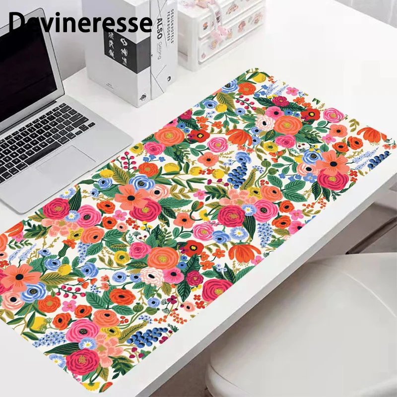 Large Colorful Flower Desk Mat - Non-Slip Gaming Mouse Pad for Office and E-Sports - Perfect Gift for Teens and Loved Ones