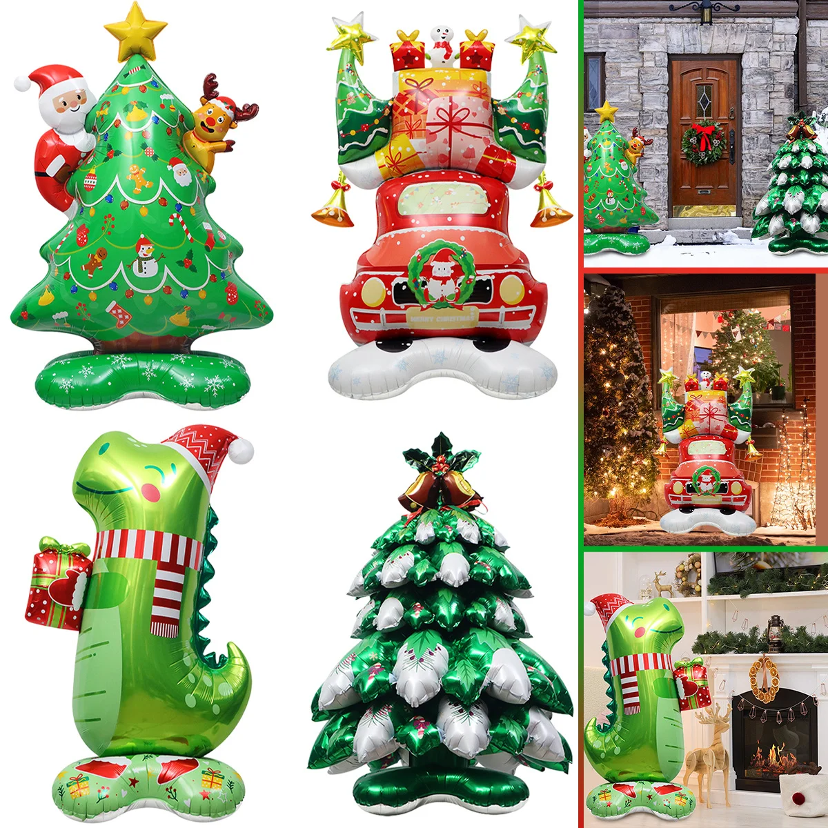 1Pc Christmas Mylar Balloon Xmas Tree Car Dinosaur Santa Claus Self-Standing Balloons for Navidad New Year Party Decor Supplies