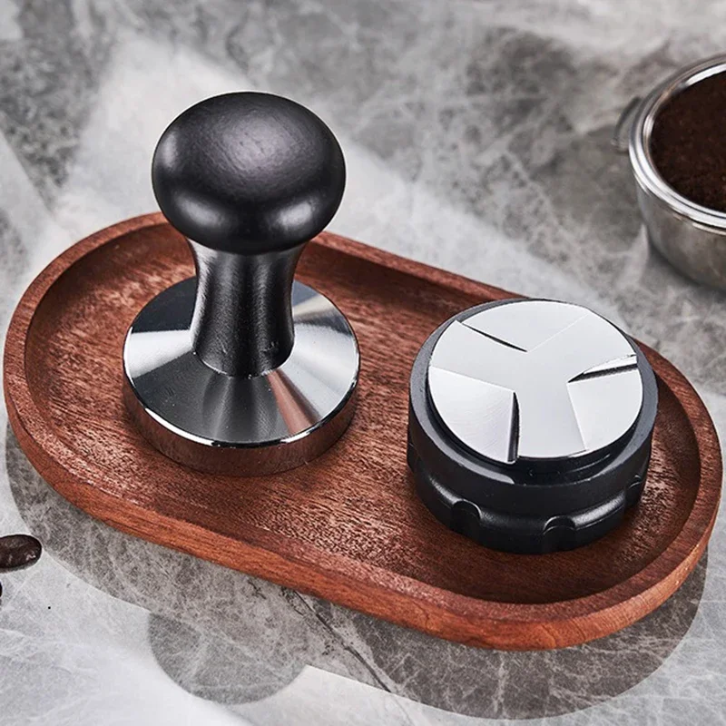 1Pcs Coffee Distributor 58mm 53mm 51mm Coffee Barista Espresso Flat Tamper Base Press Mat Dosing Ring Coffee Basket Portafilter