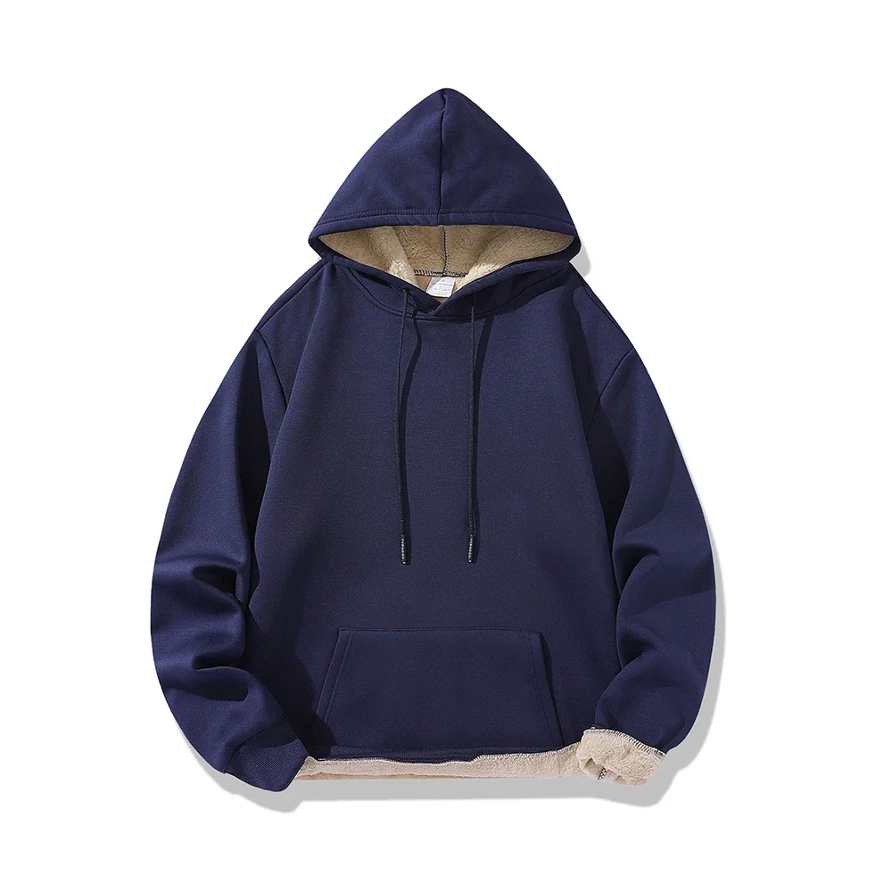 سترات بغطاء رأس دافئة للرجال والنساء ، بلوفر غير رسمي حراري ، بلوزات لامبسوول فضفاضة ، معاطف ملابس خارجية أحادية اللون ، موضة الشتاء