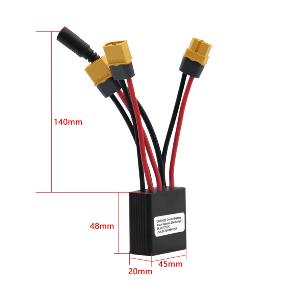 Adattatore doppia batteria per bici elettrica 20V-72V 20A Connettore parallelo doppia batteria per aumentare la capacità della batteria