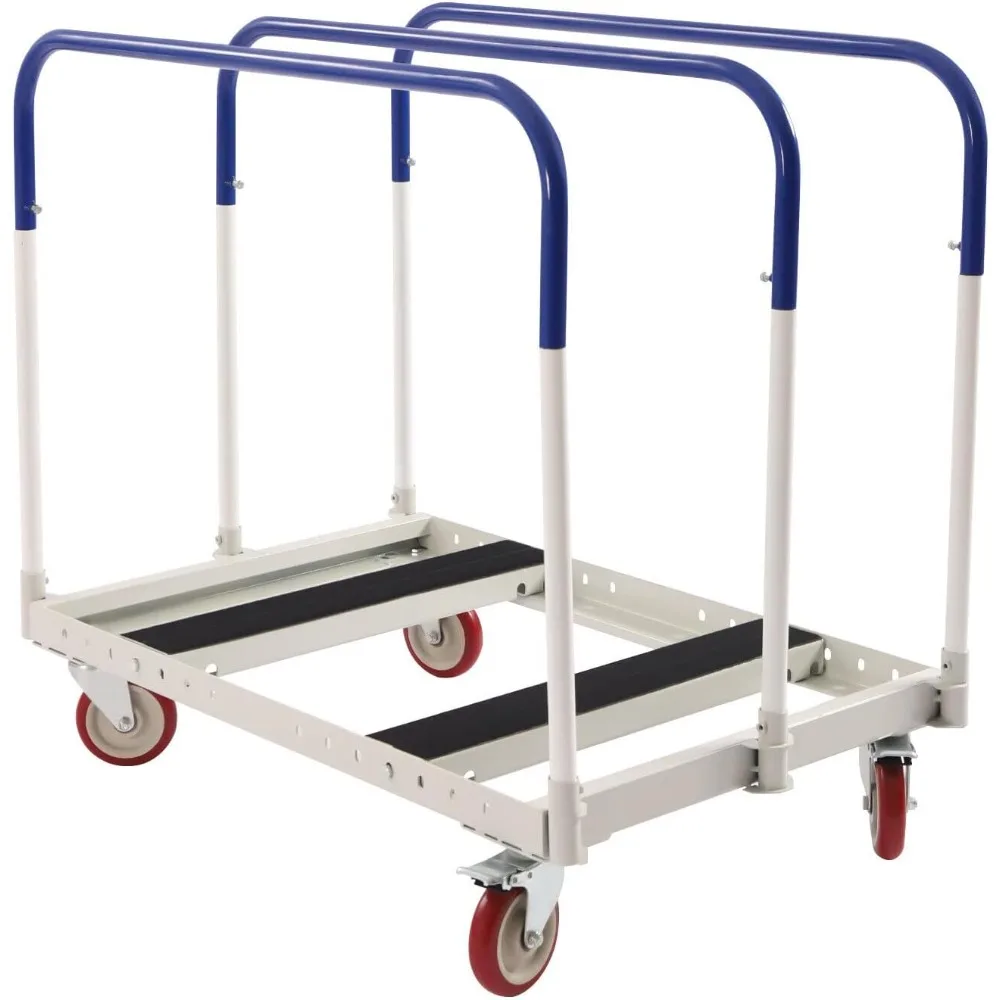 Platform Truck Cart, 1000 Lbs Large Panel Adjustable Heavy Duty Panel Truck Trolley W/ 4 Swivel Casters & 3 Handle Bars