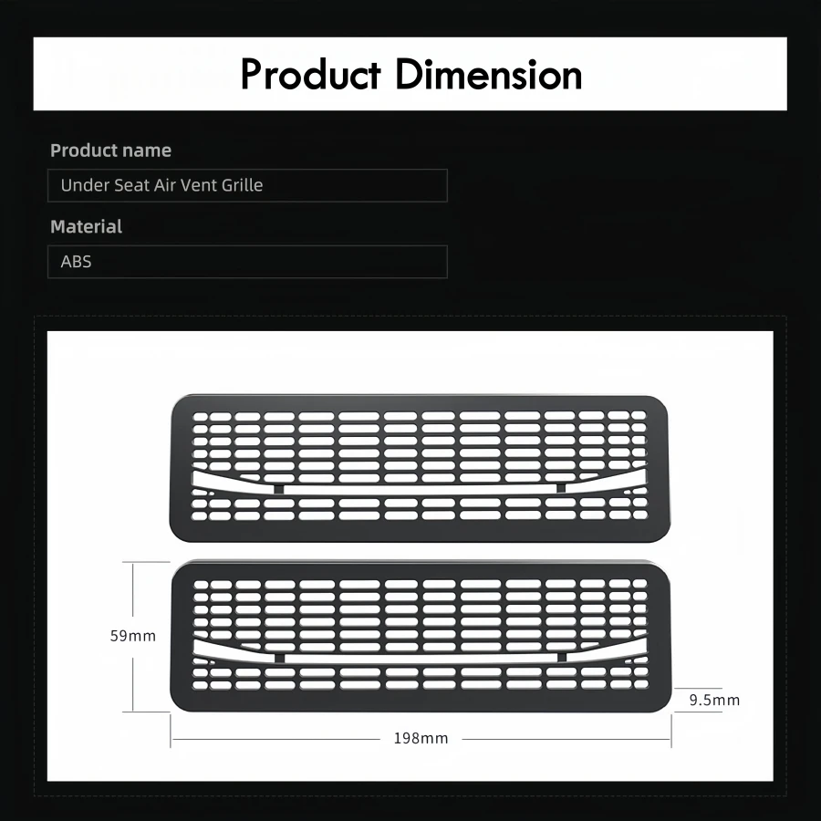 2PCS ABS Boden Luftstrom Vent Grille Schutz Abdeckungen für Tesla Modell Y Juniper 2025 2026 Hinten Unter Sitz klimaanlage Outlet – Detail 3