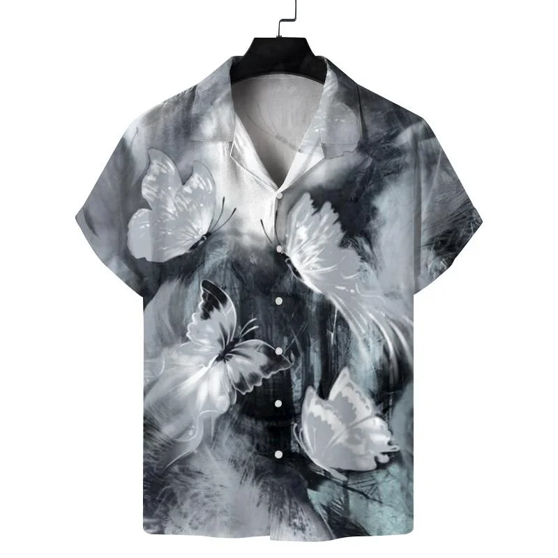 Chinese Landscape Painting Shirt 3d Printed The Great Wall Lake Lapel Short Sleeves Button Down Shirts Summer Blouse Clothes