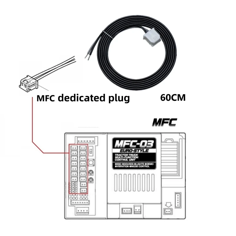 MFC مخصص سلك التوصيل مجموعة مصابيح سلك أربعة في واحد 60 سنتيمتر MFC-60C ل 1/ 14 تاميا سكانيا رجل Actros مقطورة لعبة أجزاء #4