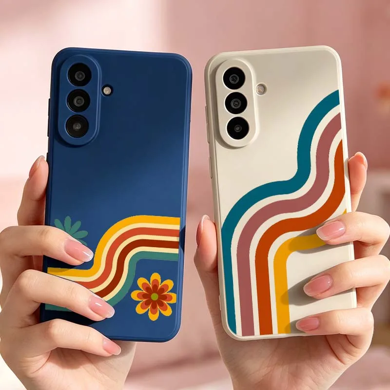 Cartoon Colorful Curve Flower Cover For For Samsung Galaxy A36 A35 A34 A33 A32 A30 A26 A25 A24 A23 A22 A21S A16 A17 Phone case