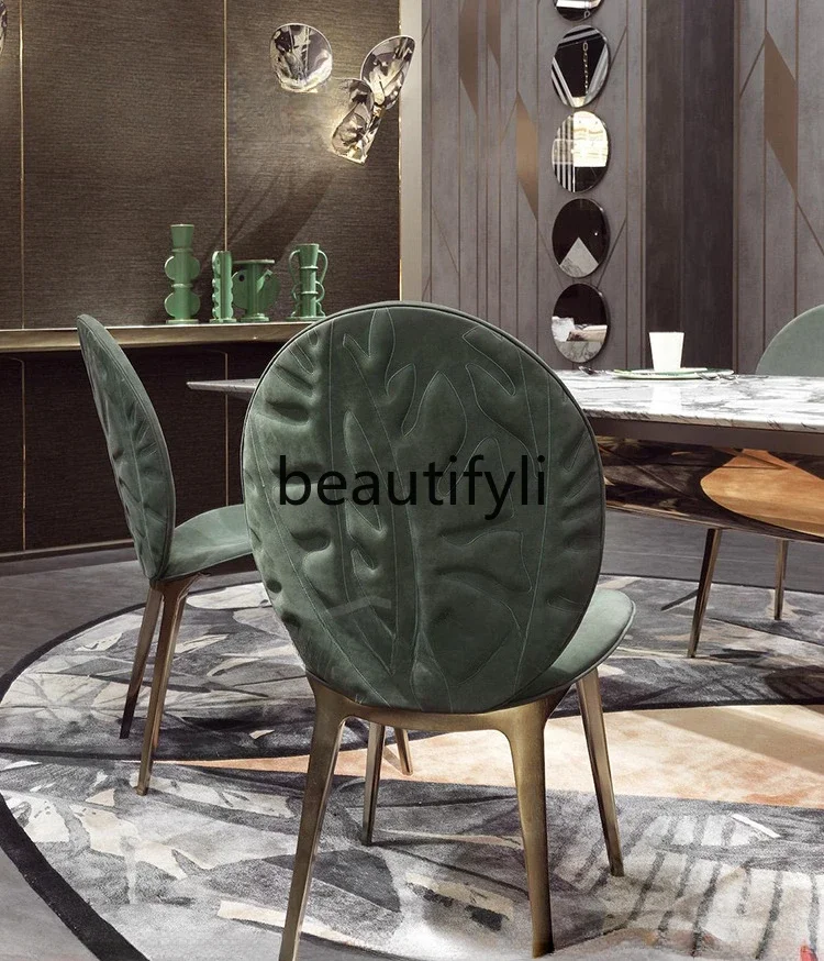 Italian Jane Luxury Embroidery Chair Modern Light Luxury Premium Embroidery Dining Chair