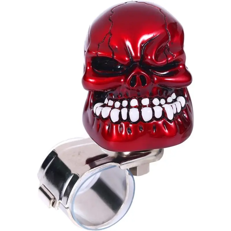 Universal Fit Steering Wheel Spinner Knob Turning Handle Skull Design For Most Vehicles Cars Trucks Tractors Mowers Golf Carts