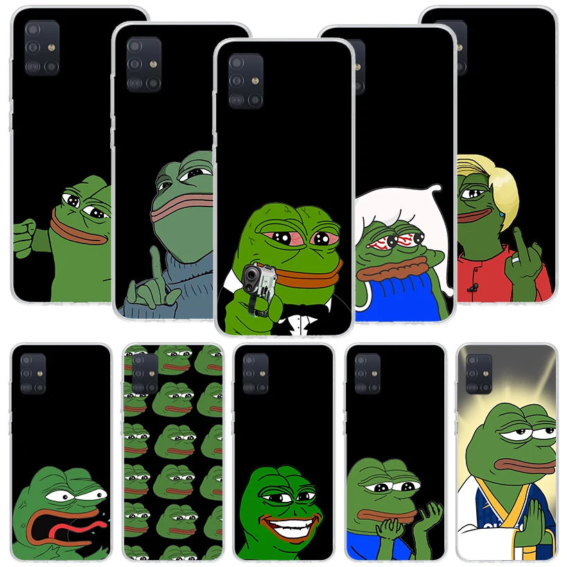 Cute Frogs Party Sad Pepe Phone Case For Samsung Galaxy A51 A71 A41 A31 A21S A11 A01 A70 A50 A40 A30S A20E A20S A10S A6 A7 A8 A9