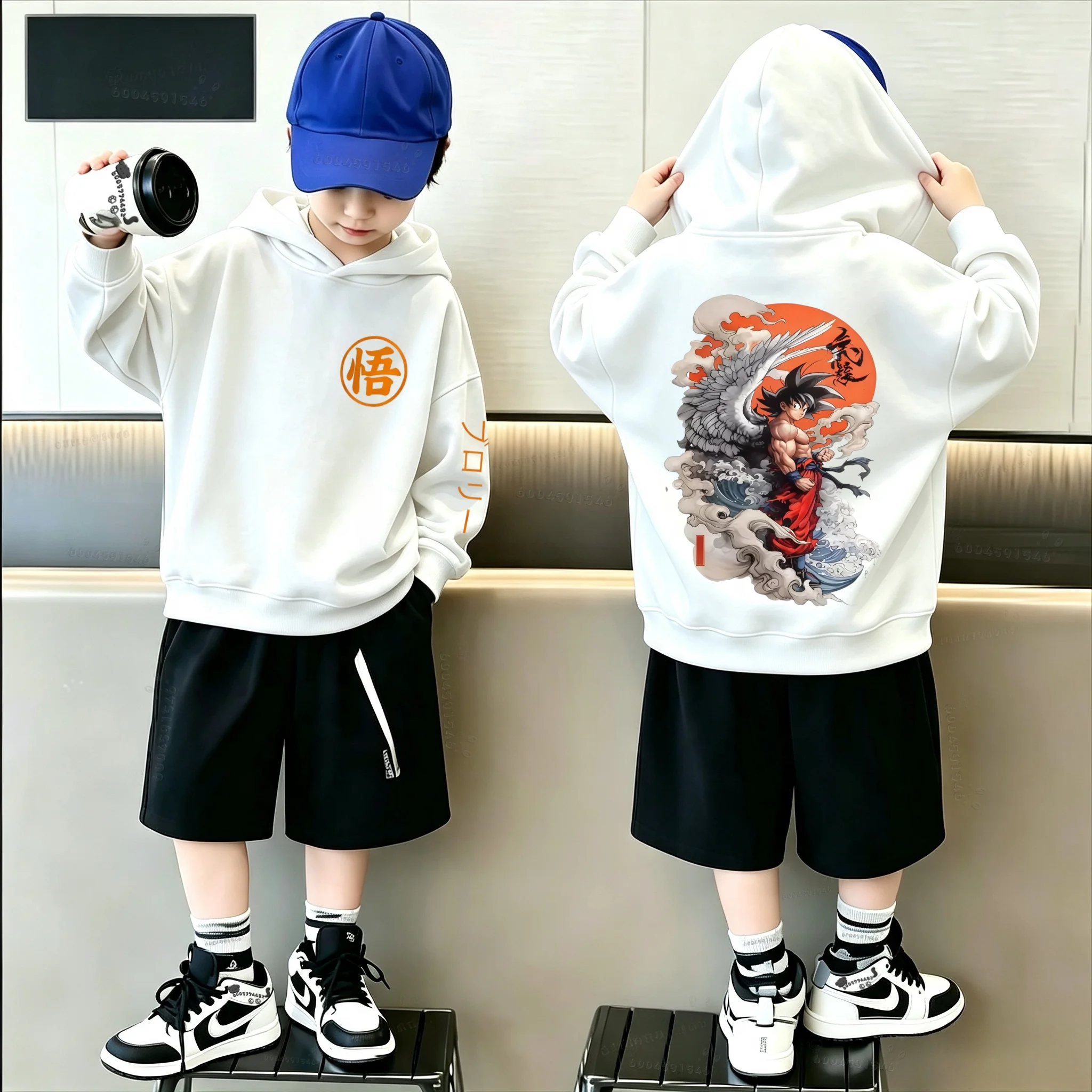 Neuestes cooles Super Dragon Ball Z-Muster bedrucktes Kinder-Sportshirt mit Kapuze - große Größe für Jungen, modisches Kapuzenshirt – Detail 5