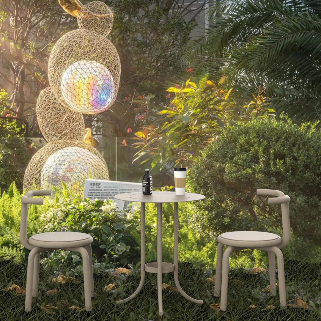 

cd-Modern Outdoor Furniture Courtyard Garden Outdoor Restaurant Dining Table Set Aluminum Alloy Rectangular Table and Chair#