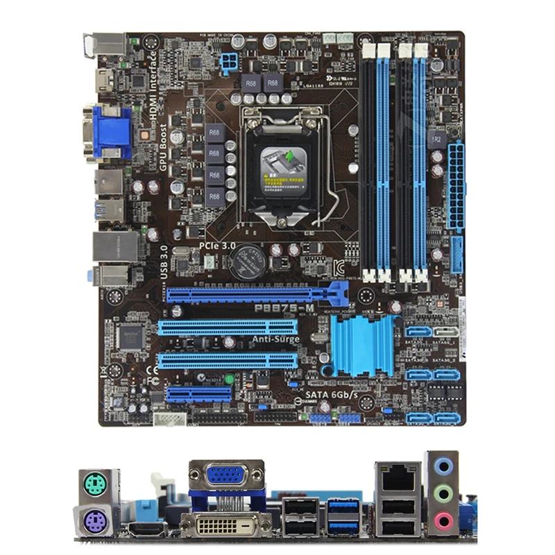 

Материнская плата Intel B75 P8B75-M, используемая оригинальная материнская плата LGA1155 LGA 1155 DDR3 32 ГБ USB2.0 USB3.0 SATA3 для настольных ПК