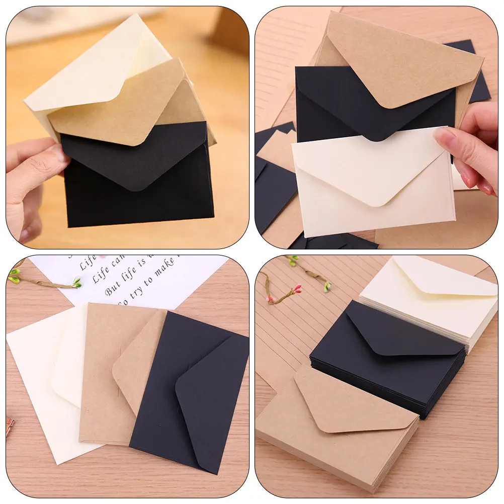 30Pcs Kraft Paper Envelopes Retro Vintage Rectangular Letter Envelopes for Cards Invitations Crafts