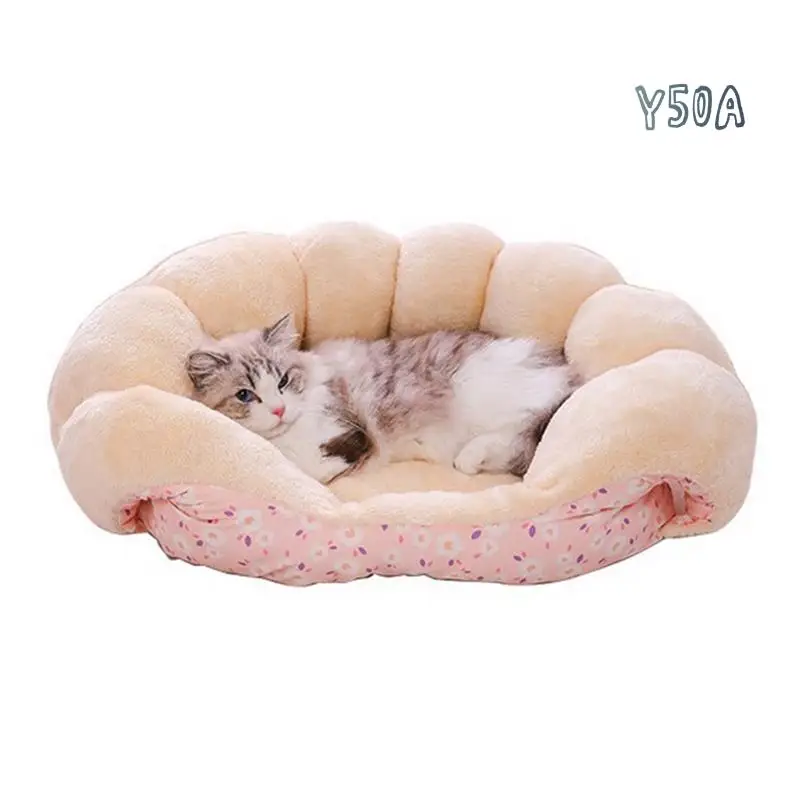

Y50A-Pet Supplies For Winter Bed Cats Cartoon Kitten Warm Accessories Plush Bed Goods House Accessory Basket Dog Puppy
