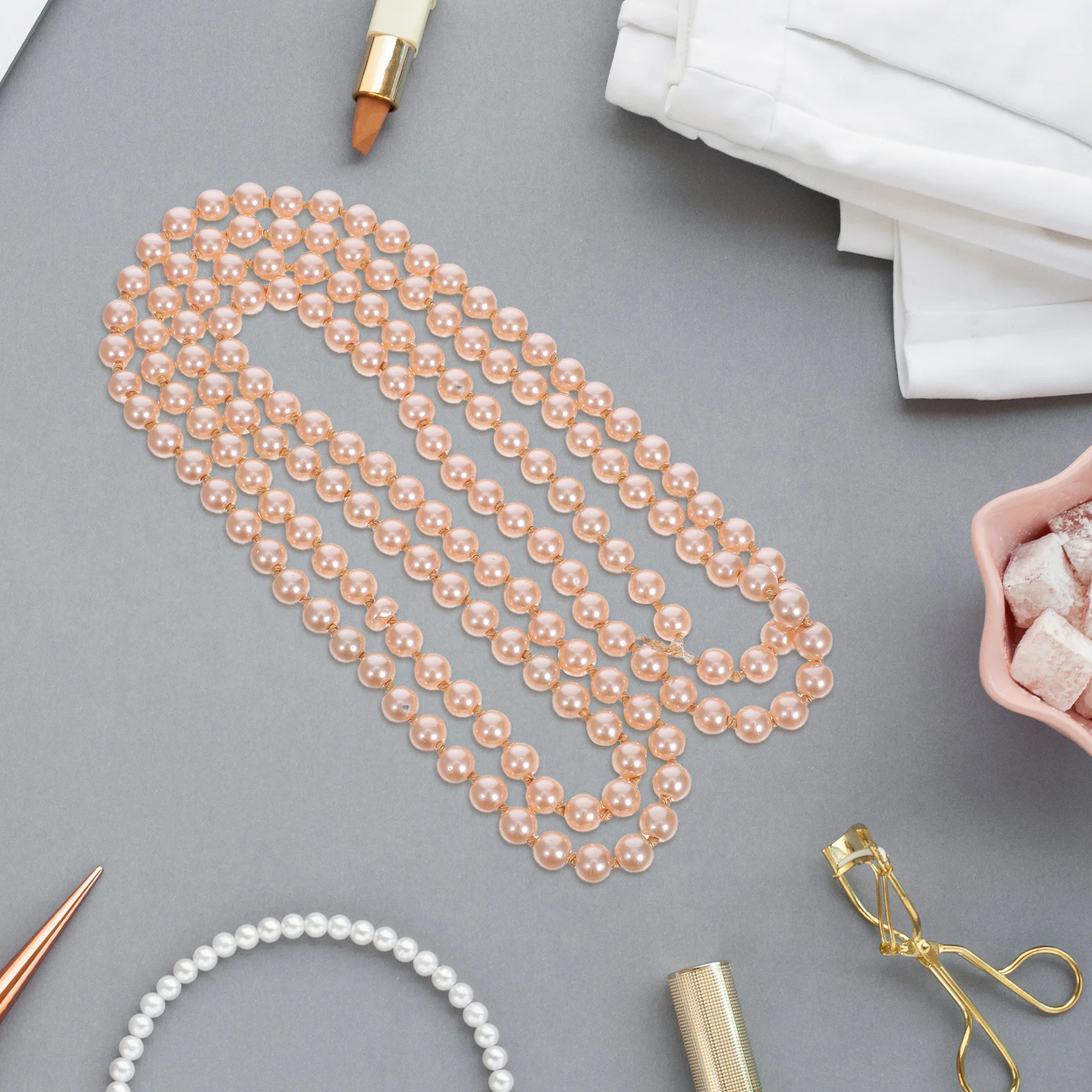 معقود اللؤلؤ قلادة الطبقات سترة طويلة سلسلة مجوهرات لحفلات الزفاف الرسمية ملابس غير رسمية أنيقة مقلد اللؤلؤ الإكسسوار #2