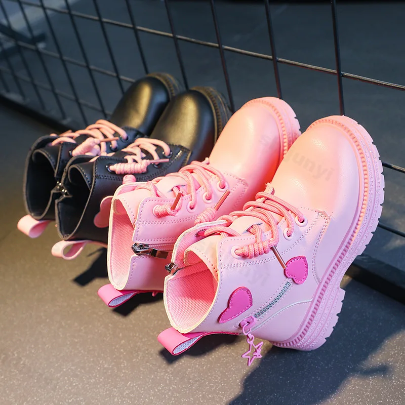 

Детские ботильоны, осень-зима 2024, нескользящие ботинки принцессы на молнии для девочек, детские уличные удобные модные короткие ботинки из искусственной кожи