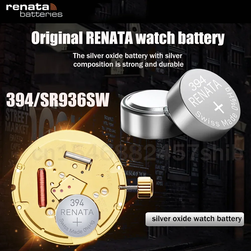 10PCS 100% Renata 394 SR936SW AG9 LR936 1.55V Silver Oxide Watch Battery 194 LR45 For Watch Scale Swiss Made Button Coin Cells