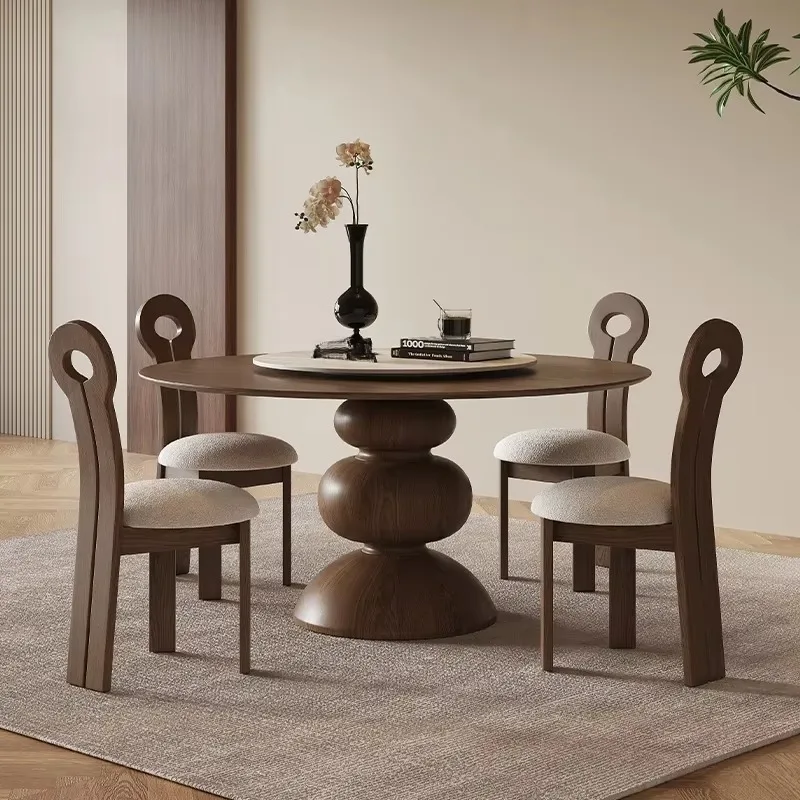 Restaurant White Dining Tables Wooden Round Nordic Modern Kitchen Set Tables Chairs Center Luxury Mesa Comedor Home Furniture