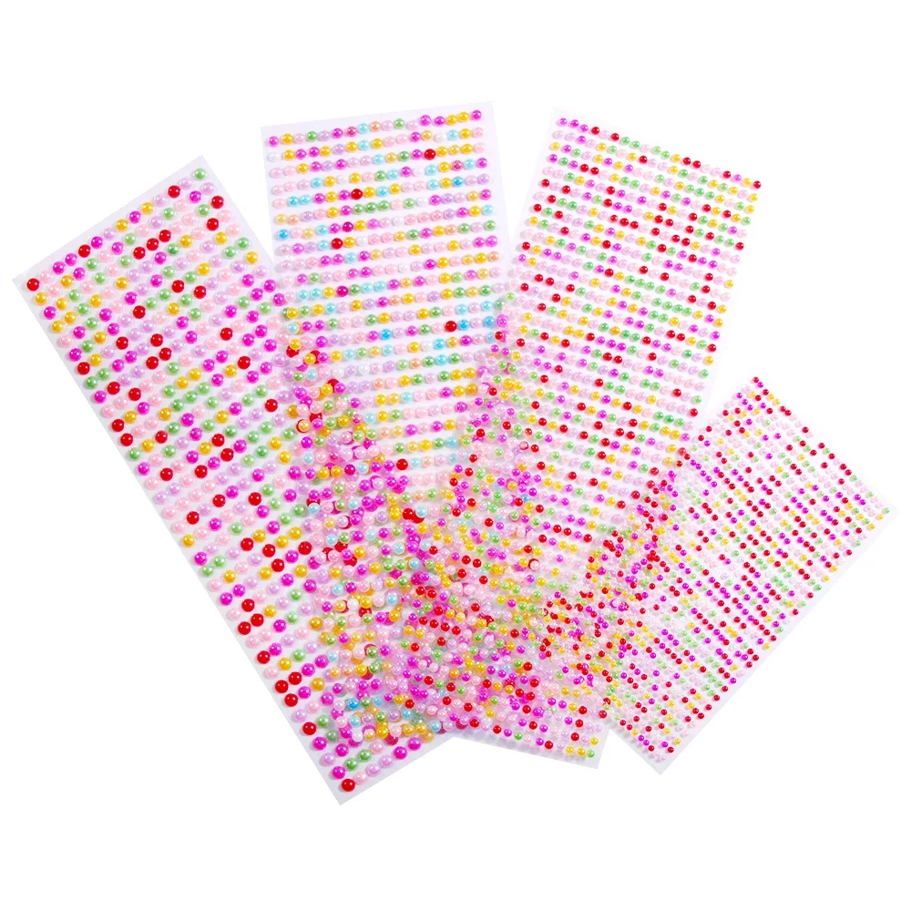 Pearl Sticker 3mm/4mm/5mm/6mm White/Beige/Color Pearl Sticker Decor Rhinestones DIY Charm Clothes Nails Home Accessories