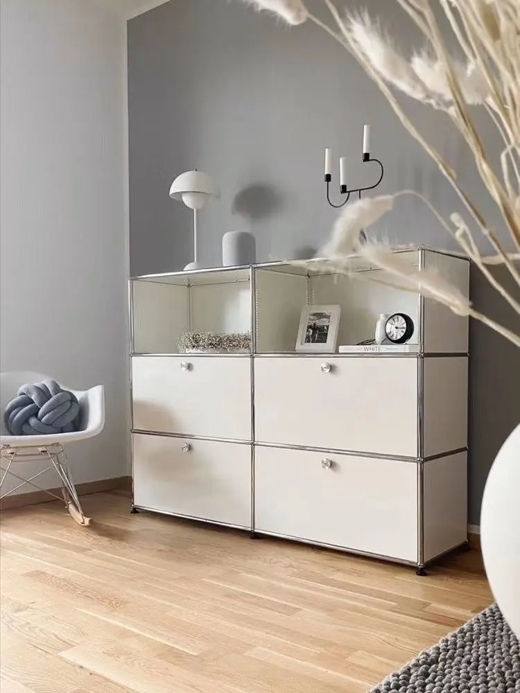 Modern Living Room Cabinet Modular Sideboard Storage Cabinets Combination TV Stand for Customizable Steel Frame Wood Furniture