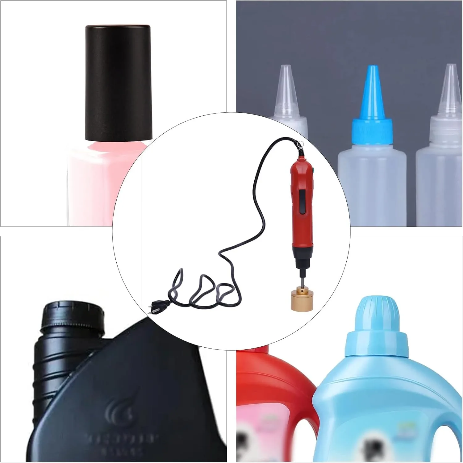 ハンドヘルドボトルキャッピングマシン キャッパー ボトルキャップシーリングツール Φ10-30mm 丸型キャップ/スプレーキャップ用、20-50キャップ/分（レッド）