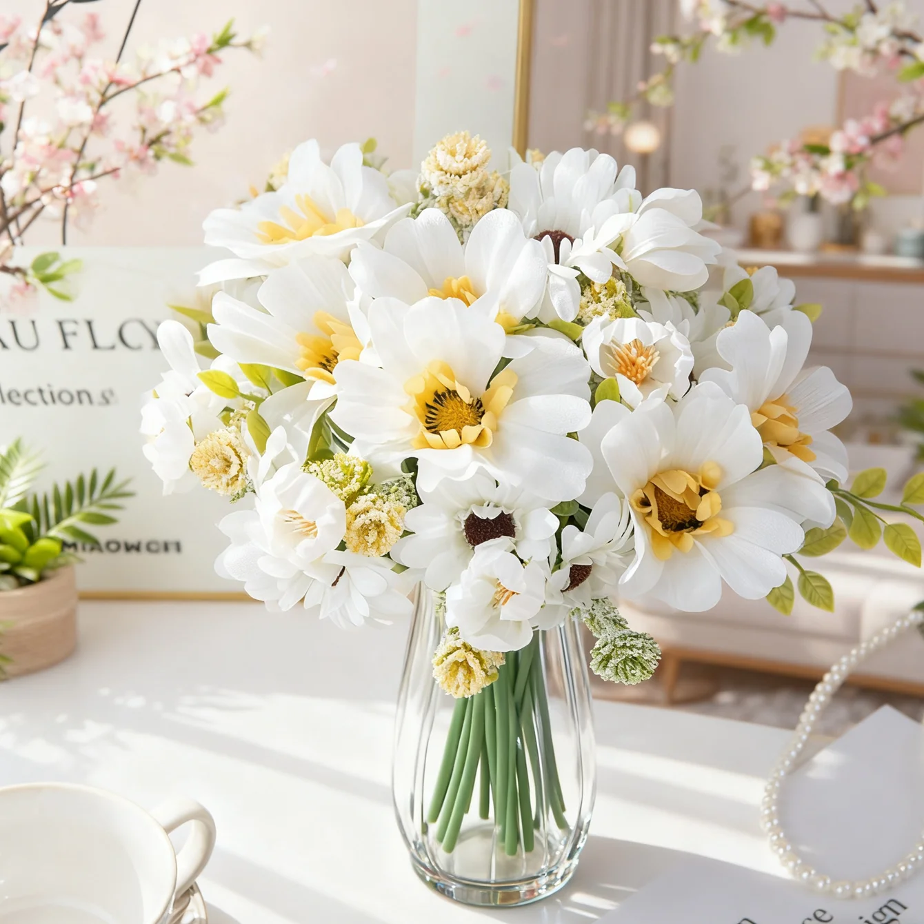 

Artificial Flowers Camellia Chrysanthemum Outdoor Garden Wedding Bridal Bouquet Home Room Table Decor Valentine' Wreath Diy Gift