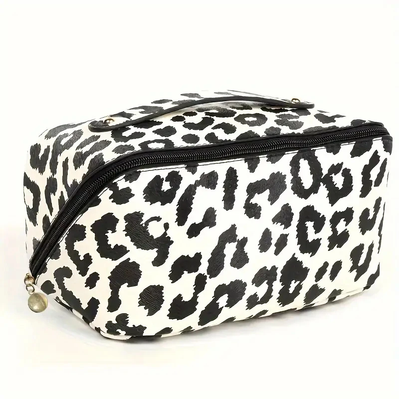 PU Leopard Print Pillow Makeup Bag Large Capacity Cosmetic Storage Bag Portable Travel Toiletry Bag