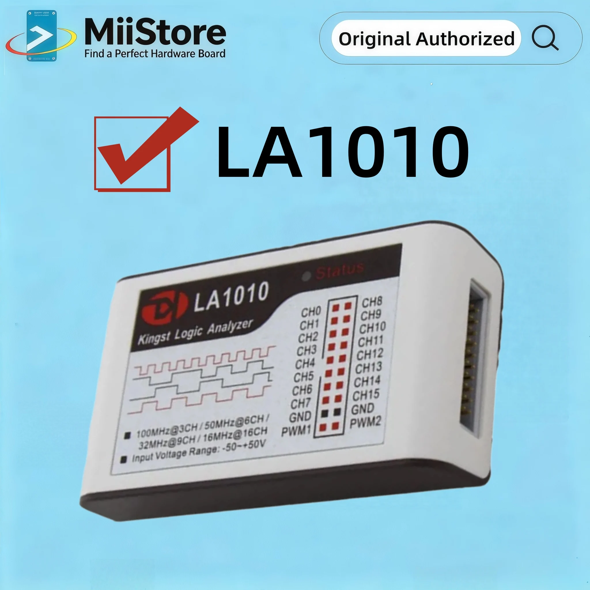 Kingst LA1010 USB Logic Analyzer 100M max sample rate,16Channels,10B samples, MCU,A-RM,FPGA debug tool english software