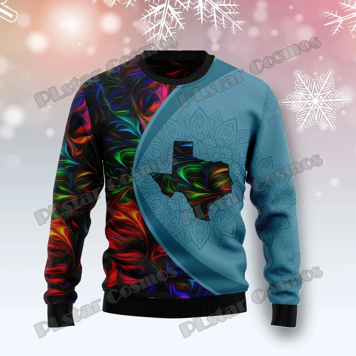 

PLstar Cosmos Texas Fractal Pattern 3D Printed Fashion Men's Ugly Christmas Sweater Winter Unisex Casual Knitwear Pullover MYY30