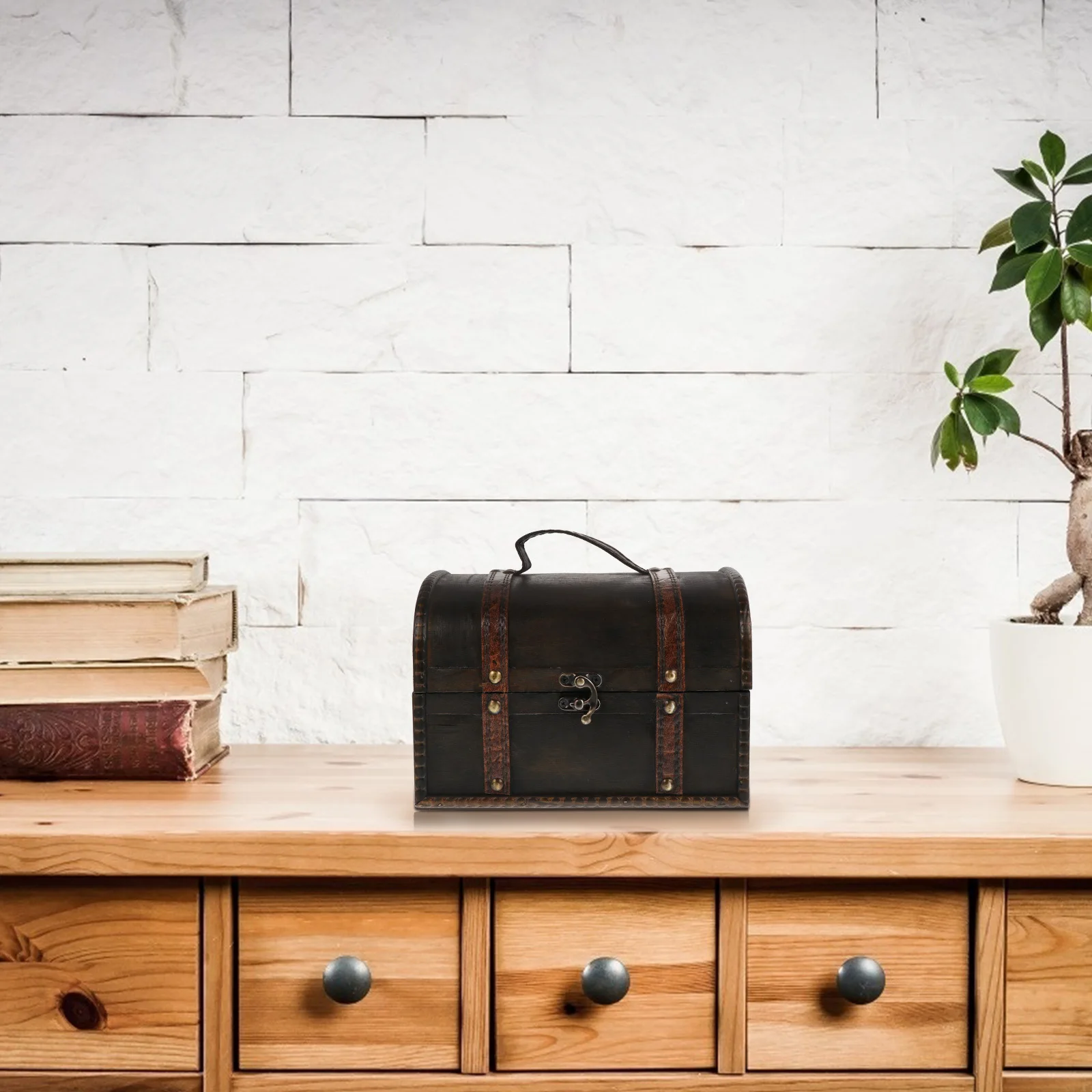 

Wooden Jewelry Box Retro Storage Container for Earrings Rings Bracelets Necklaces Desktop Organizer Household Sundries Case