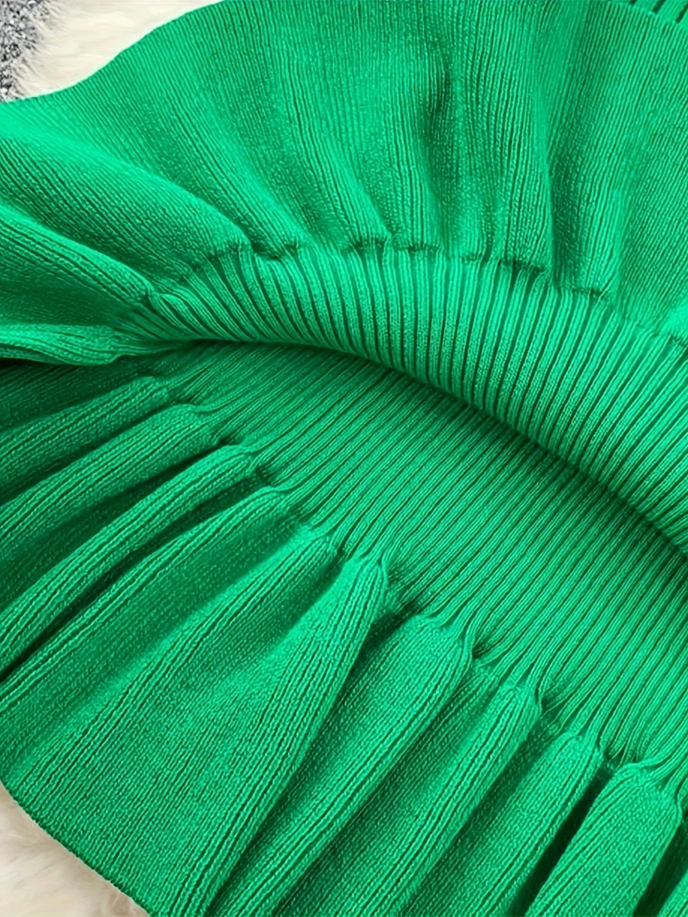 2024 New Solid Ribbed Mermaid Ruffle Hem Dress Elegant Sleeveless Crew Neck Slim Dress Women's Clothing  mini dress