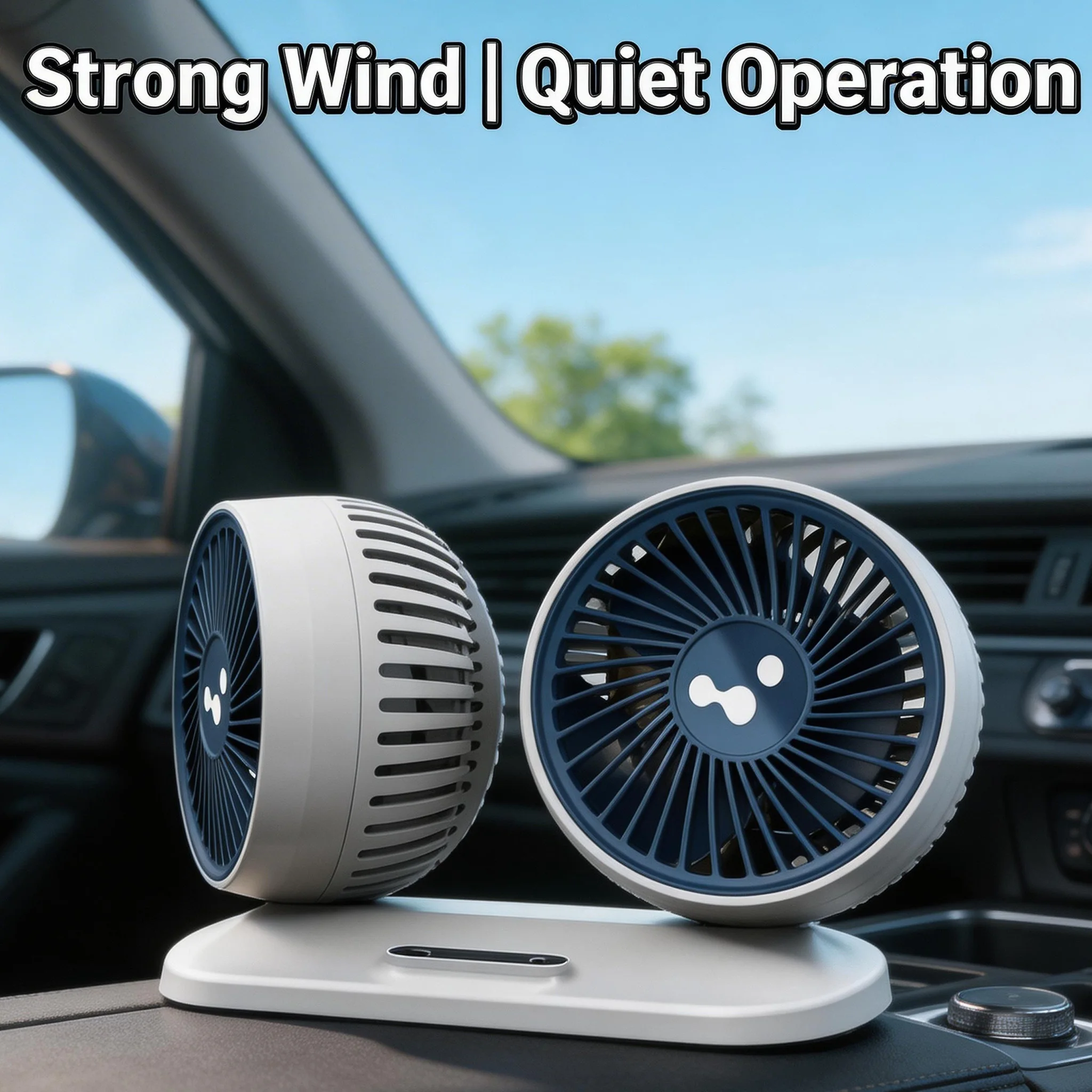 

12V 24V Double Head Car Fan 360 Degree Rotating Electric Cooling Fan USB Port High Power Cooler Car Accessories Low Noise Quiet