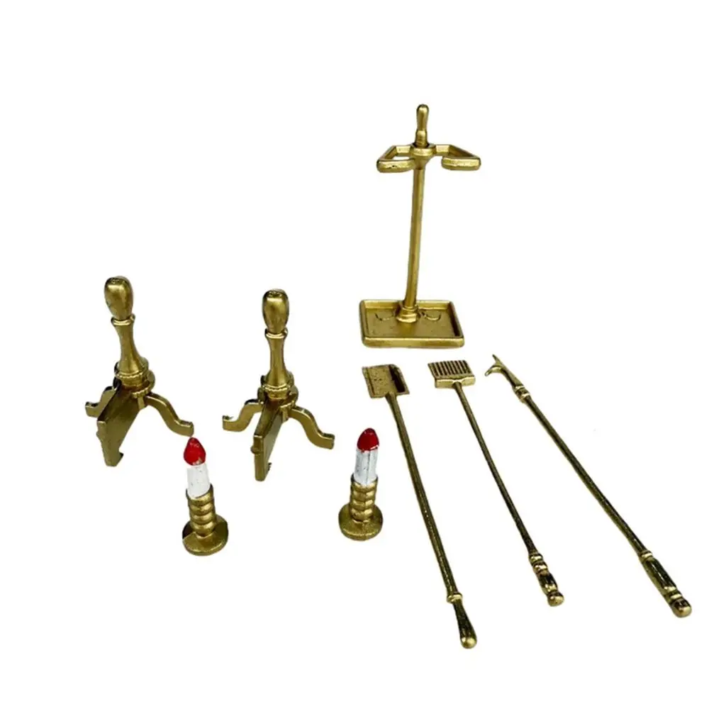 1/12 Scale Dollhouse Furniture Gold Soap Rack Miniature Paper Towel Rack Micro Landscape Fireplace Accessories