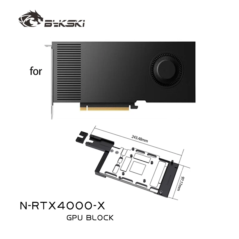 

Блок графического процессора Bykski N-RTX4000-X для видеокарты NVIDIA RTX4000 Ada с водяным охлаждением/трехслойная конструкция