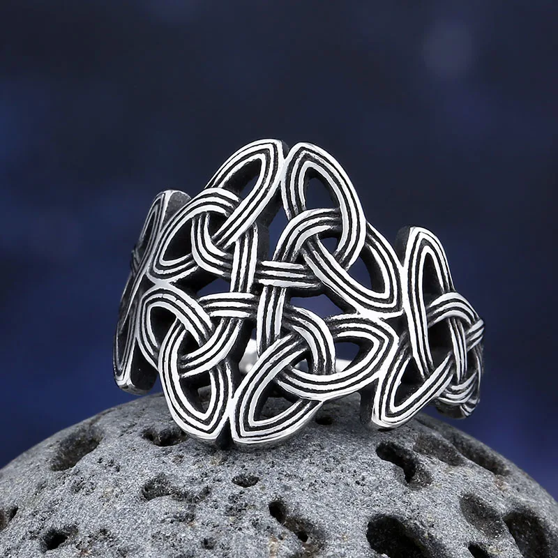 Fashion Good Polished 2024 New 316L Stainless Steel Fashion Viking Norse Celtic Knot  Rings Men Vintage Jewelry Boyfriend Gift