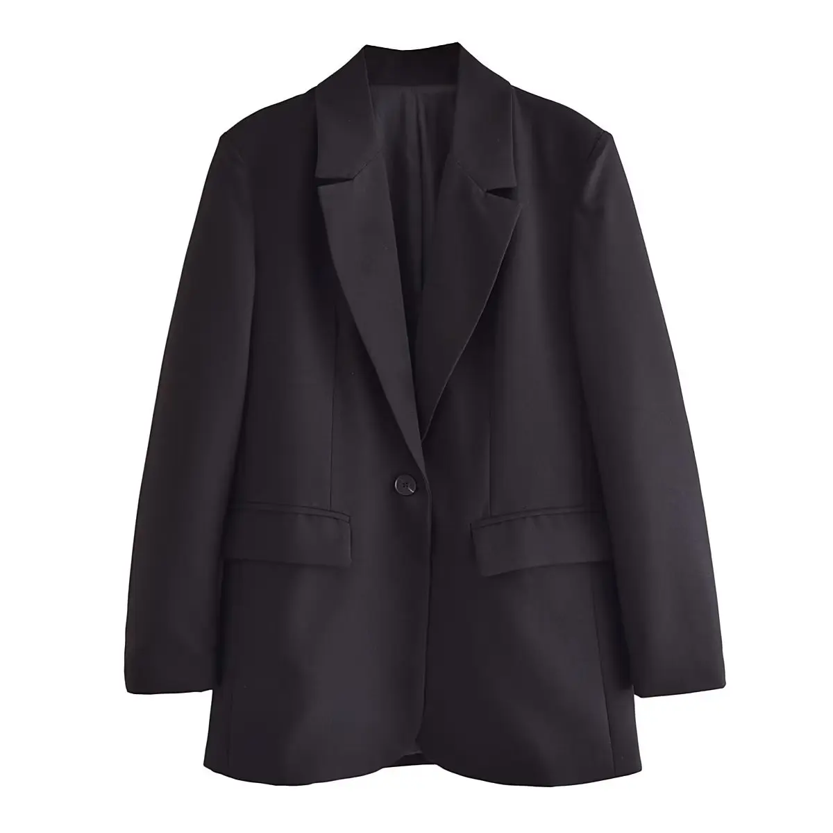 Dave & Di New British Fashion women's Black Simple Suit Jacket Casual blazer Straight Women Tops